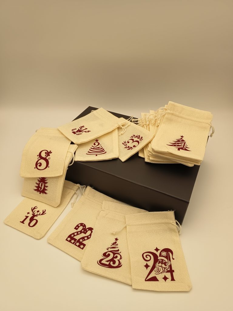 Adventskalender-Säckchen beige